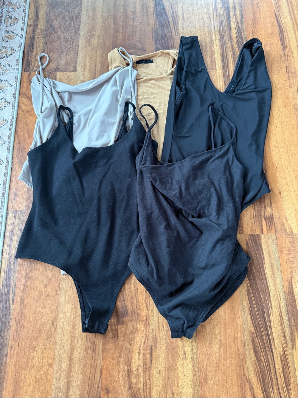 T.J.Maxx Women's Mixed Color Bodysuit bundle — Black, Taupe, Camel